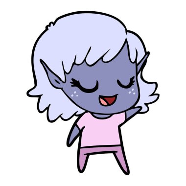 mutlu karikatür elf kızı