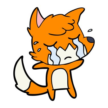 Tilki çizgi film ağlama vektör çizim