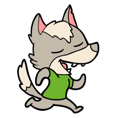 vektör çizim karikatür kurt gülen