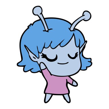 gülümseyen uzaylı kız çizgi film