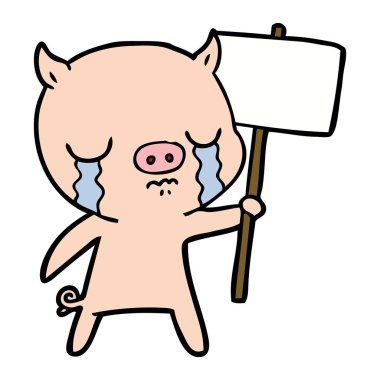 domuz işareti yazı ile ağlıyor çizgi film