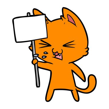 vektör çizim karikatür kedi protesto