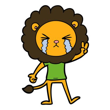 vektör çizim aslan ağlıyor çizgi film