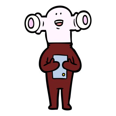 Dostu karikatür uzaylı vektör çizim