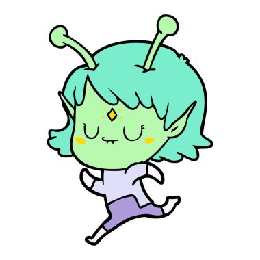 vektör çizim karikatür uzaylı kız