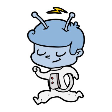 çalışan dostu karikatür uzay adamı