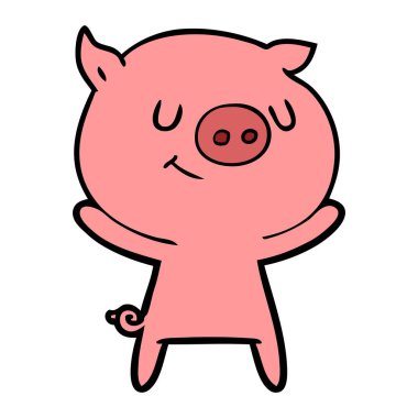 mutlu karikatür domuz vektör çizim