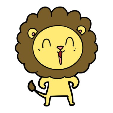 Aslan karikatür gülen vektör çizim