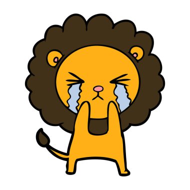 vektör çizim aslan ağlıyor çizgi film