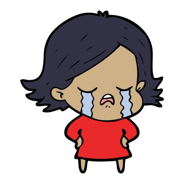 vektör çizim karikatür kız ağlıyor