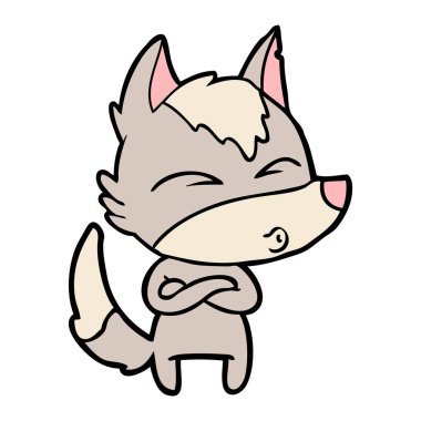 vektör çizim karikatür kurt ıslık