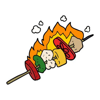vektör çizim karikatür kebap sopa