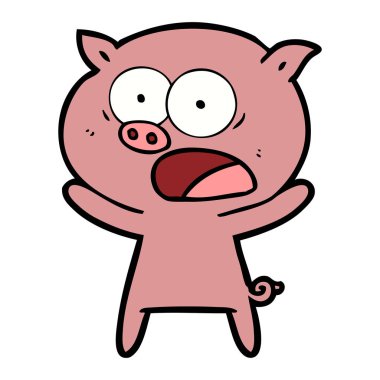 vektör çizim karikatür domuz bağırarak