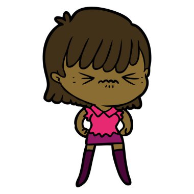 rahatsız çizgi film kız vektör çizim