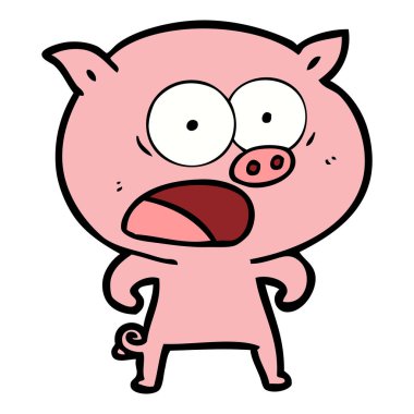 vektör çizim karikatür domuz bağırarak