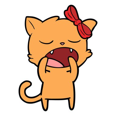 vektör çizim karikatür esneme kedi