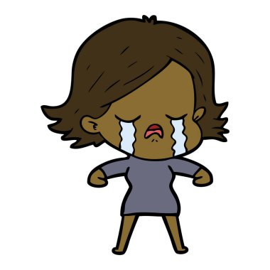 vektör çizim karikatür kız ağlıyor