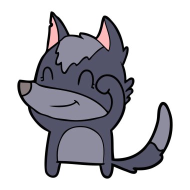 vektör çizim dostu karikatür kurt