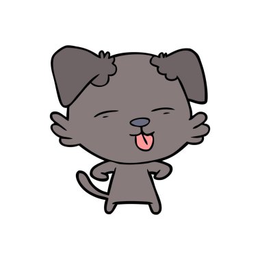 Çizgi filmdeki köpek dilini çıkartıyor.