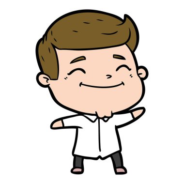 mutlu çizgi film adam vektör çizim