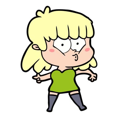 vektör çizim karikatür kız ıslık