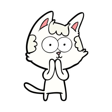 vektör çizim karikatür mutlu kedi