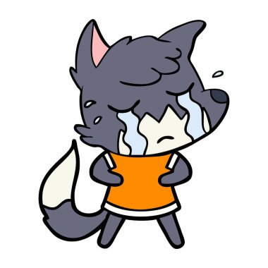 Tilki çizgi film ağlama vektör çizim