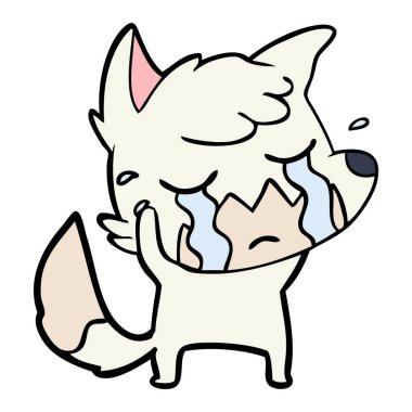 Tilki çizgi film ağlama vektör çizim