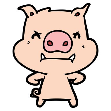 kızgın çizgi film domuz vektör çizim