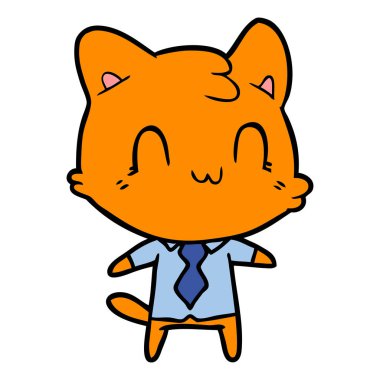 vektör çizim karikatür mutlu kedi