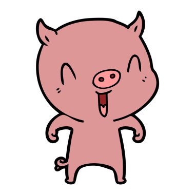 mutlu karikatür domuz vektör çizim