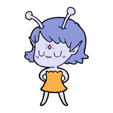 vektör çizim karikatür uzaylı kız