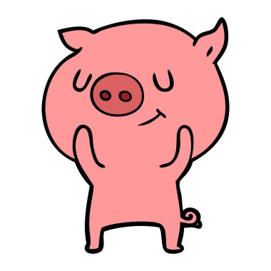 mutlu karikatür domuz vektör çizim
