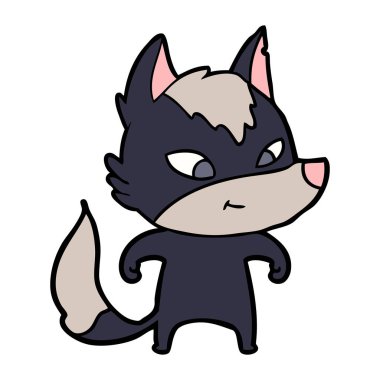 vektör çizim dostu karikatür kurt