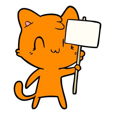 boş işareti karikatür mutlu kedi