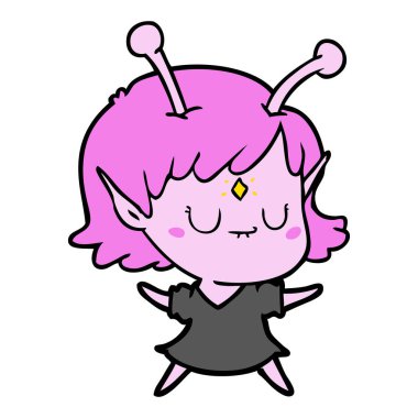 vektör çizim karikatür uzaylı kız