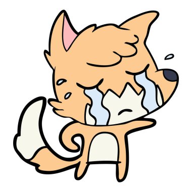 Tilki çizgi film ağlama vektör çizim