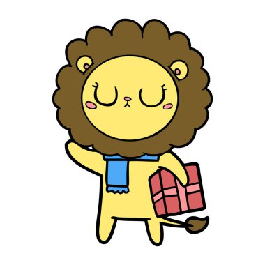 Noel hediyesi ile çizgi film aslan