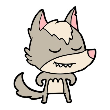 vektör çizim dostu karikatür kurt