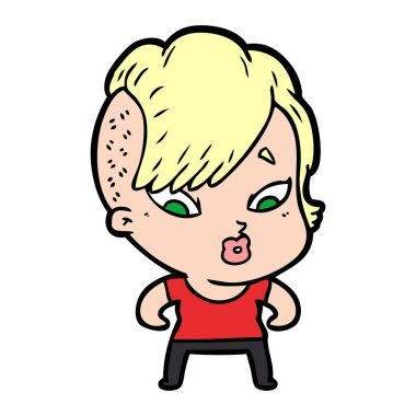 vektör çizim karikatür sürpriz kız