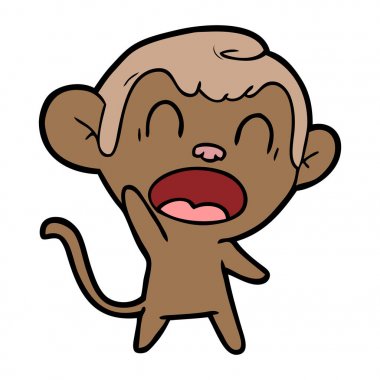 bağırarak karikatür maymun vektör çizim
