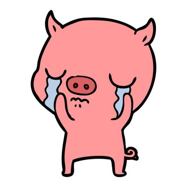 vektör çizim karikatür domuz ağlama