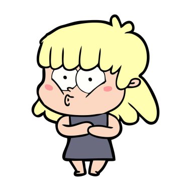 vektör çizim karikatür kız ıslık