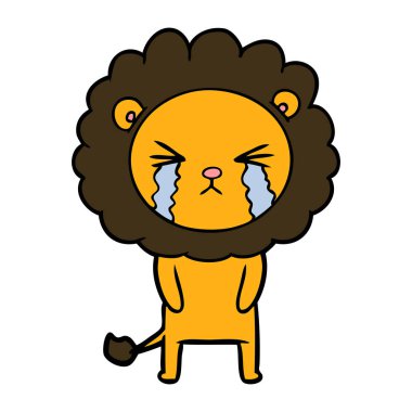 vektör çizim aslan ağlıyor çizgi film