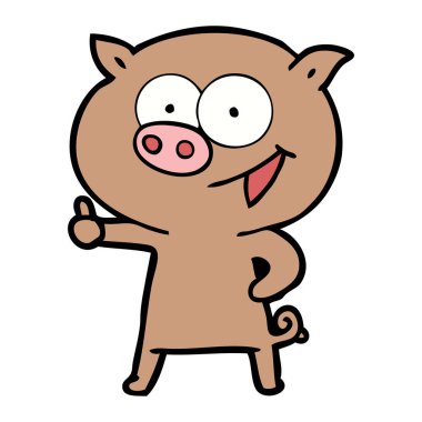 neşeli domuz karikatür vektör çizim