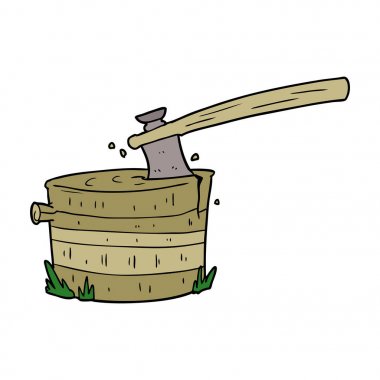 karikatür ağaç kütüğü balta