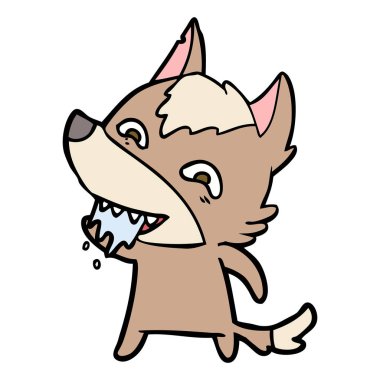 vektör çizim karikatür aç kurt