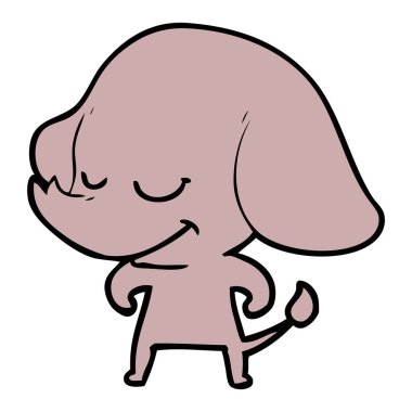 vektör çizim karikatür fil gülümseyen