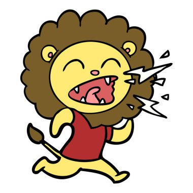 vektör çizim karikatür kükreyen aslan