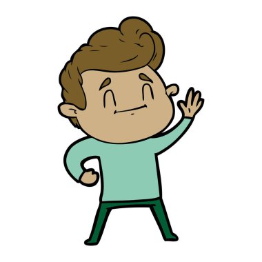 mutlu çizgi film adam vektör çizim